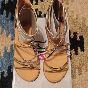 Stylish Gold Strappy Kids Sandals